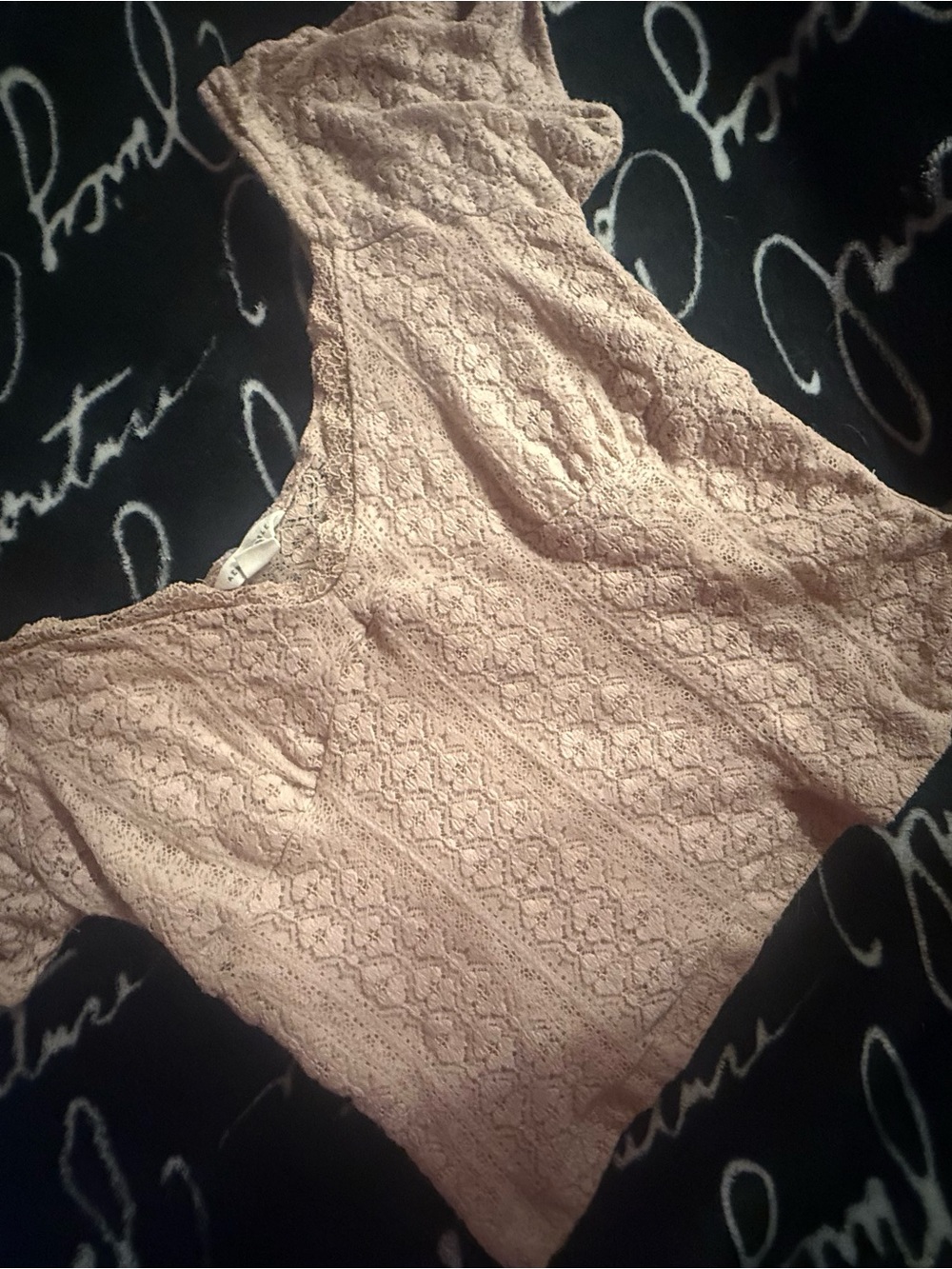 Aeropostale Blush Lace Crop Tank